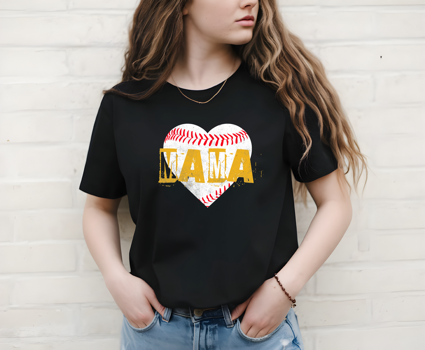 BASEBALL HEART MAMA YELLOW