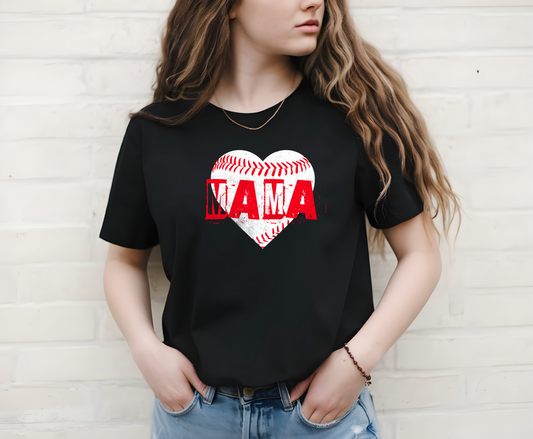 BASEBALL HEART MAMA RED