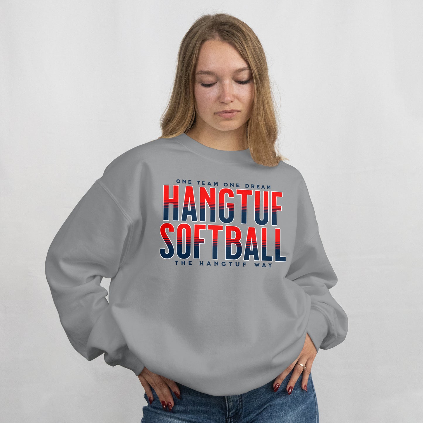 HANGTUF SOFTBALL ONE TEAM CREWNECK